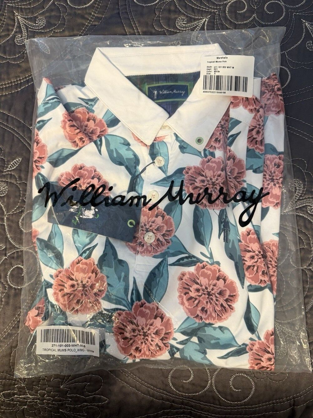 NWT William Murray Polo Men’s Small White Performance Tropical Mums